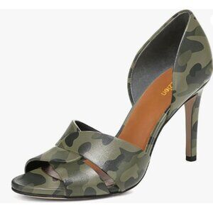 Pazzion Olive Camo Print Open Toe High Heeled D'Orsay Pumps Slip On Shoes